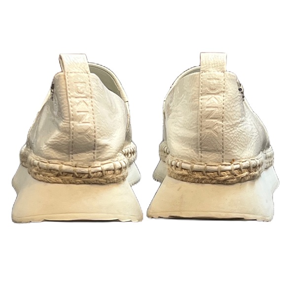 DKNY Orza peep-toe espadrille wedge in white leather Size 10 - Picture 8 of 11